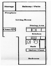 1 Bedroom 1 Bath D102 floor plan